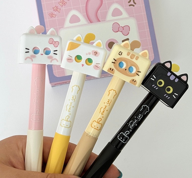 Stylos en plastique mignons – chats et chiens à visage changeant