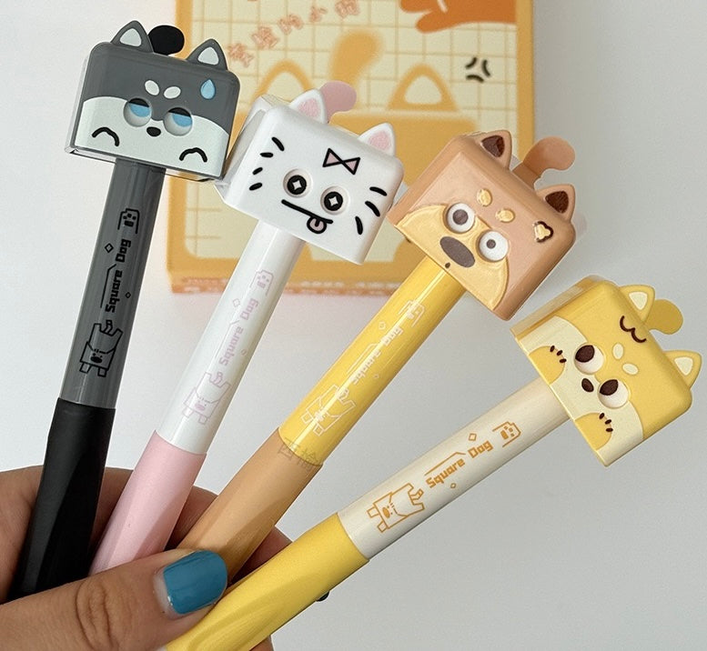 Stylos en plastique mignons – chats et chiens à visage changeant