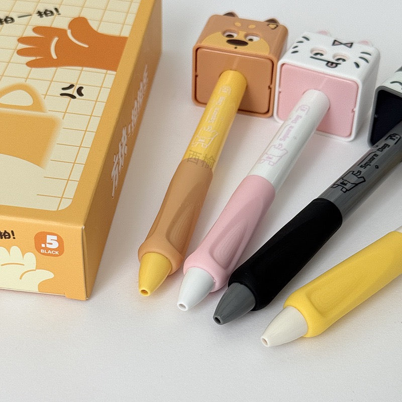 Stylos en plastique mignons – chats et chiens à visage changeant