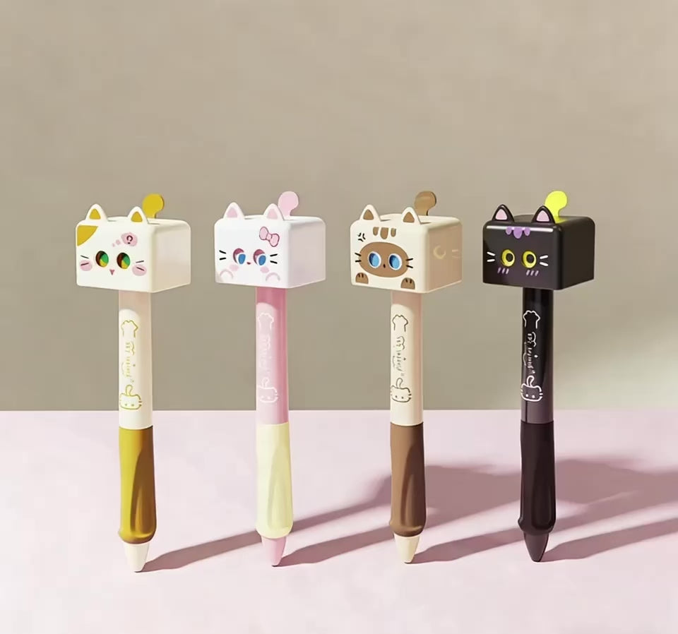 Stylos en plastique mignons – chats et chiens à visage changeant